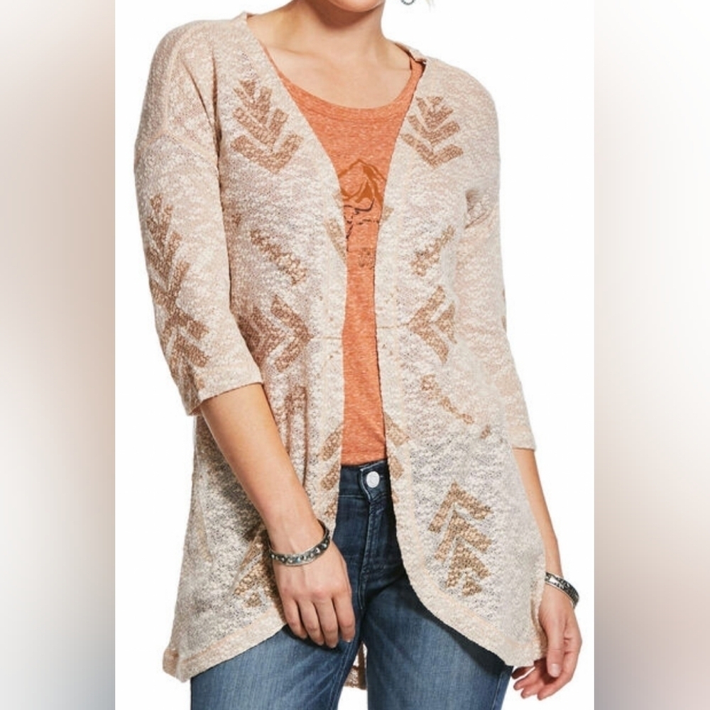 ARIAT Sunday Morning Cardigan Western Beige Aztec Southwestern Cowgirl L